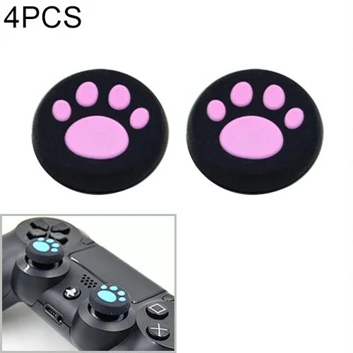 4-piece Silicone Cat Paw Gamepad Covers for Ps4 / Ps3 / Ps2 / Xbox / Wiiu - Pink