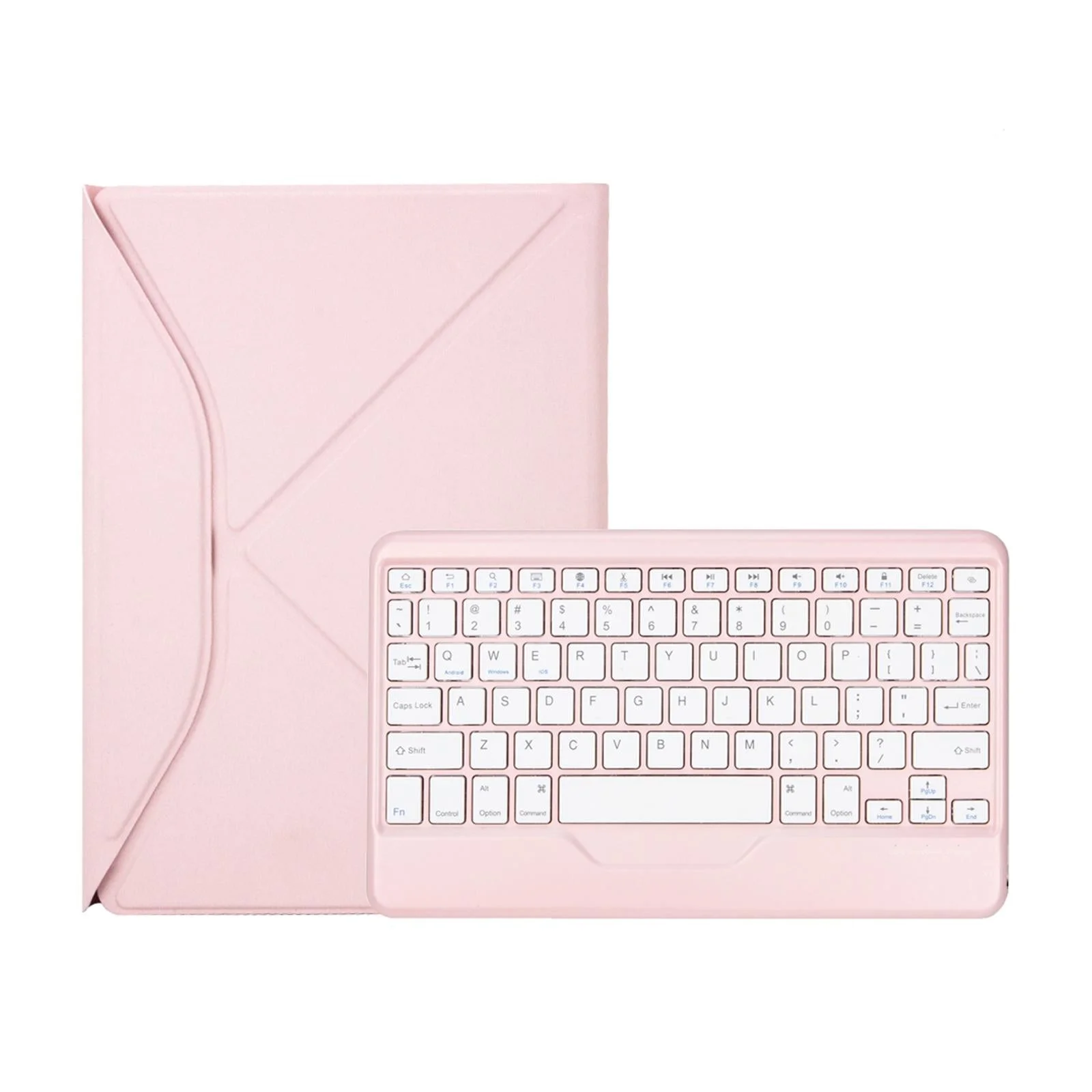 Bluetooth Keyboard Leather Tablet Case With Pen Slot - Pink