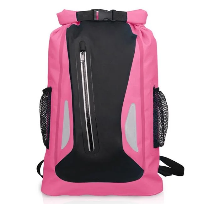 25L Outdoor Waterproof Dual Shoulder Strap Dry Bag Pvc Barrel Design - Pink