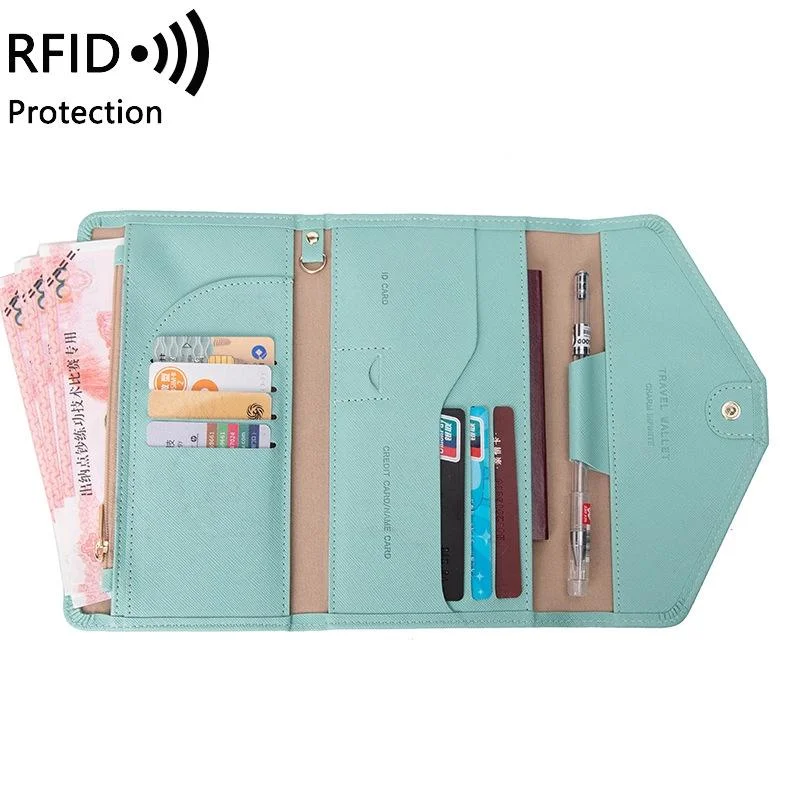 Rfid-blocking Passport & Card Bag - Secure & Compact - Light Green