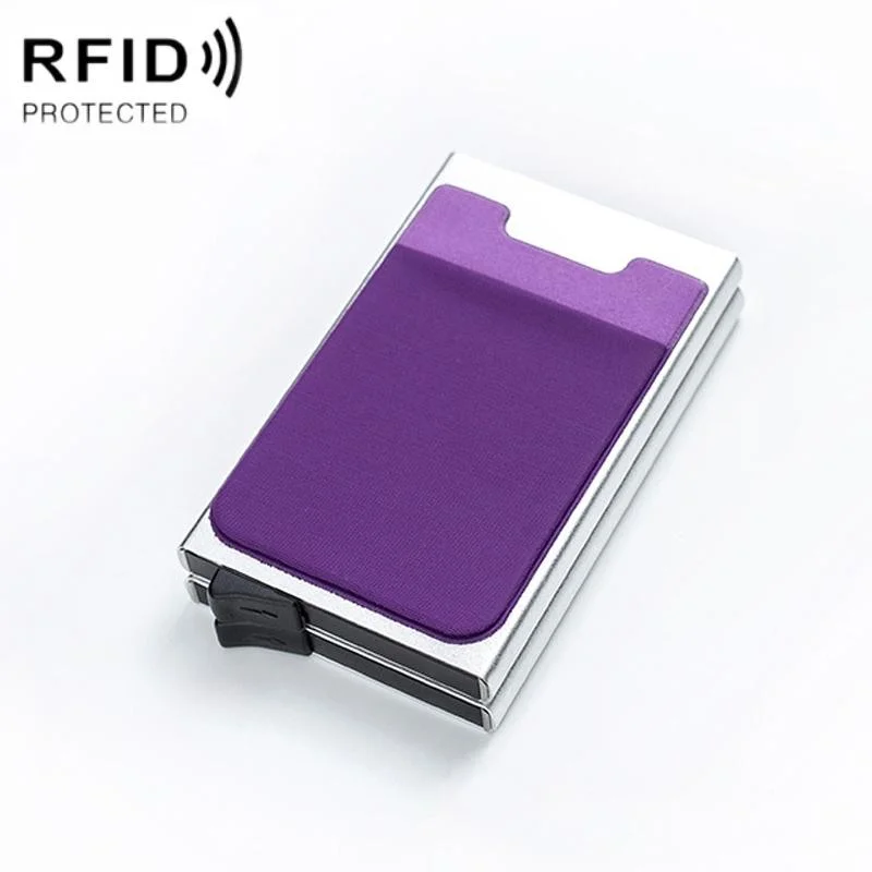 Rfid-blocking Coin Card Holder - Anti-degaussing - Silver Purple