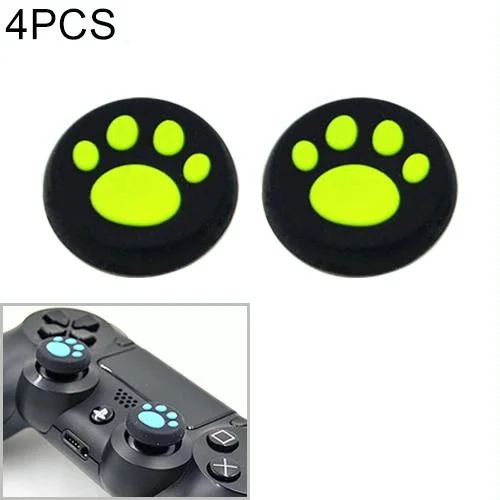 4-piece Silicone Cat Paw Gamepad Covers for Ps4 / Ps3 / Ps2 / Xbox / Wiiu - Green