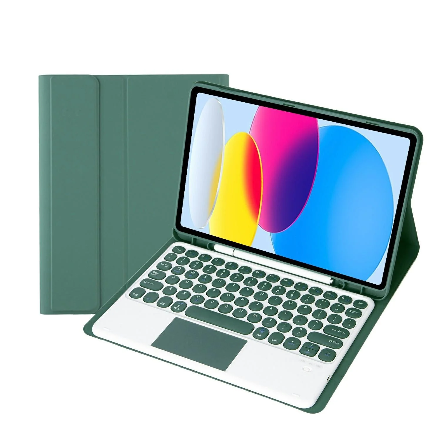 2022 Ipad 10.9 Lambskin Bluetooth Keyboard Case With Pen Slot - Dark Green