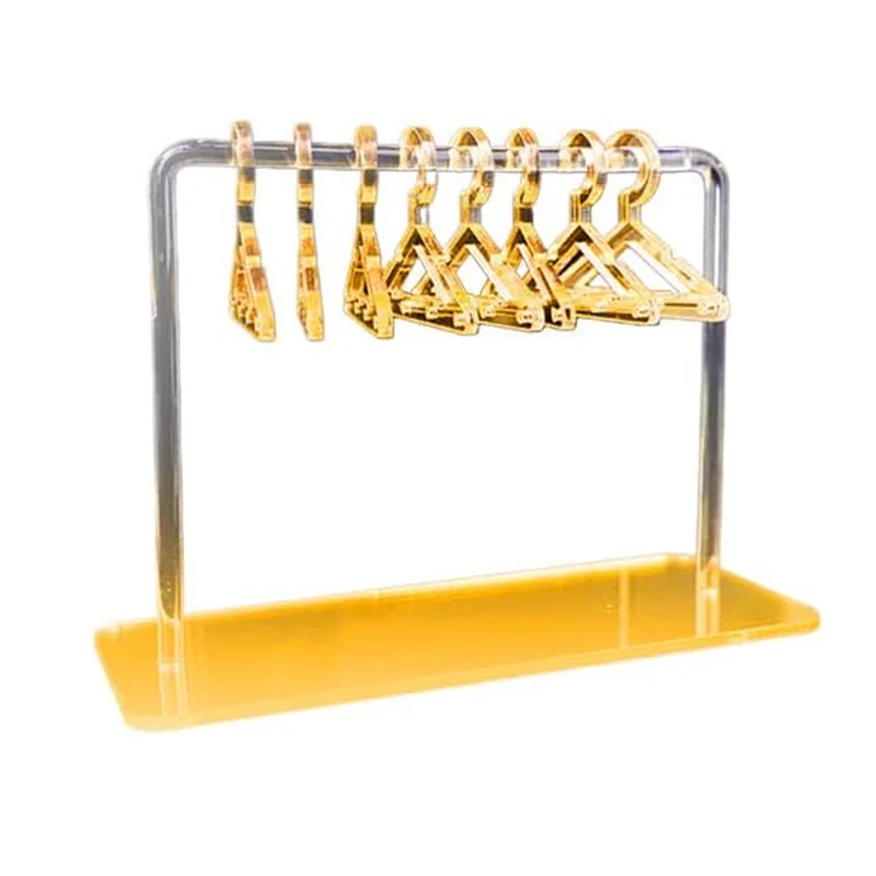 Vibe Geeks Acrylic Earring Hanging Display Rack Stand with Mini Coat Hangers - Gold