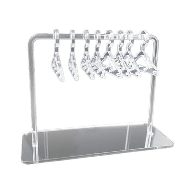 Vibe Geeks Acrylic Earring Hanging Display Rack Stand with Mini Coat Hangers - Silver