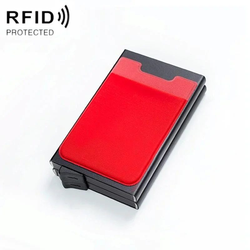 Rfid-blocking Coin Card Holder - Anti-degaussing - Black Red