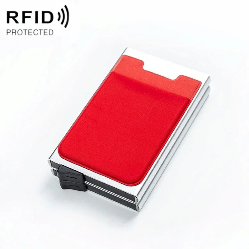 Rfid-blocking Coin Card Holder - Anti-degaussing - Silver Red