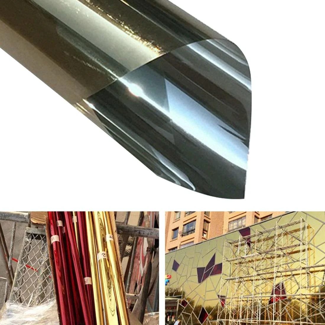 90cm x 1m Uv Reflective Privacy Window Film - one Way Sticker - Gold