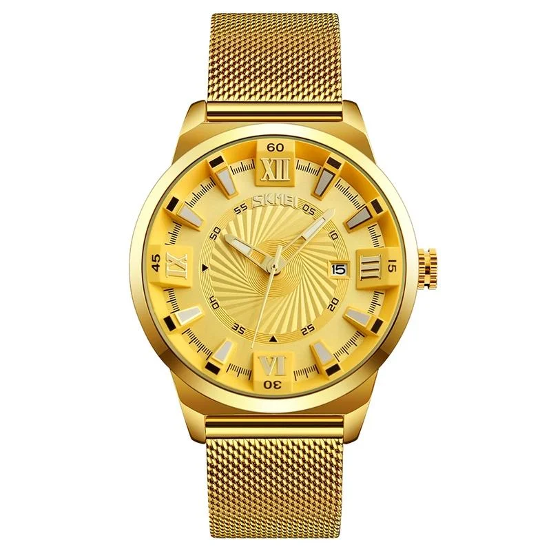 Stylish 30m Waterproof Metal Quartz Men Watch - Gold