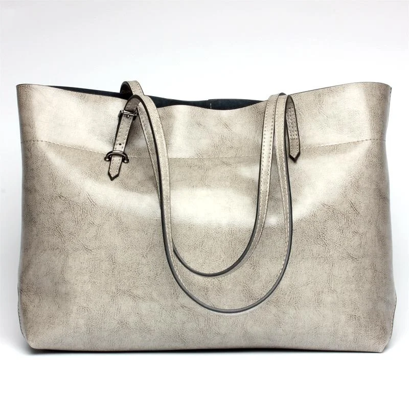 Stylish Shoulder Tote For Women - Elephant Grey Horizontal Version