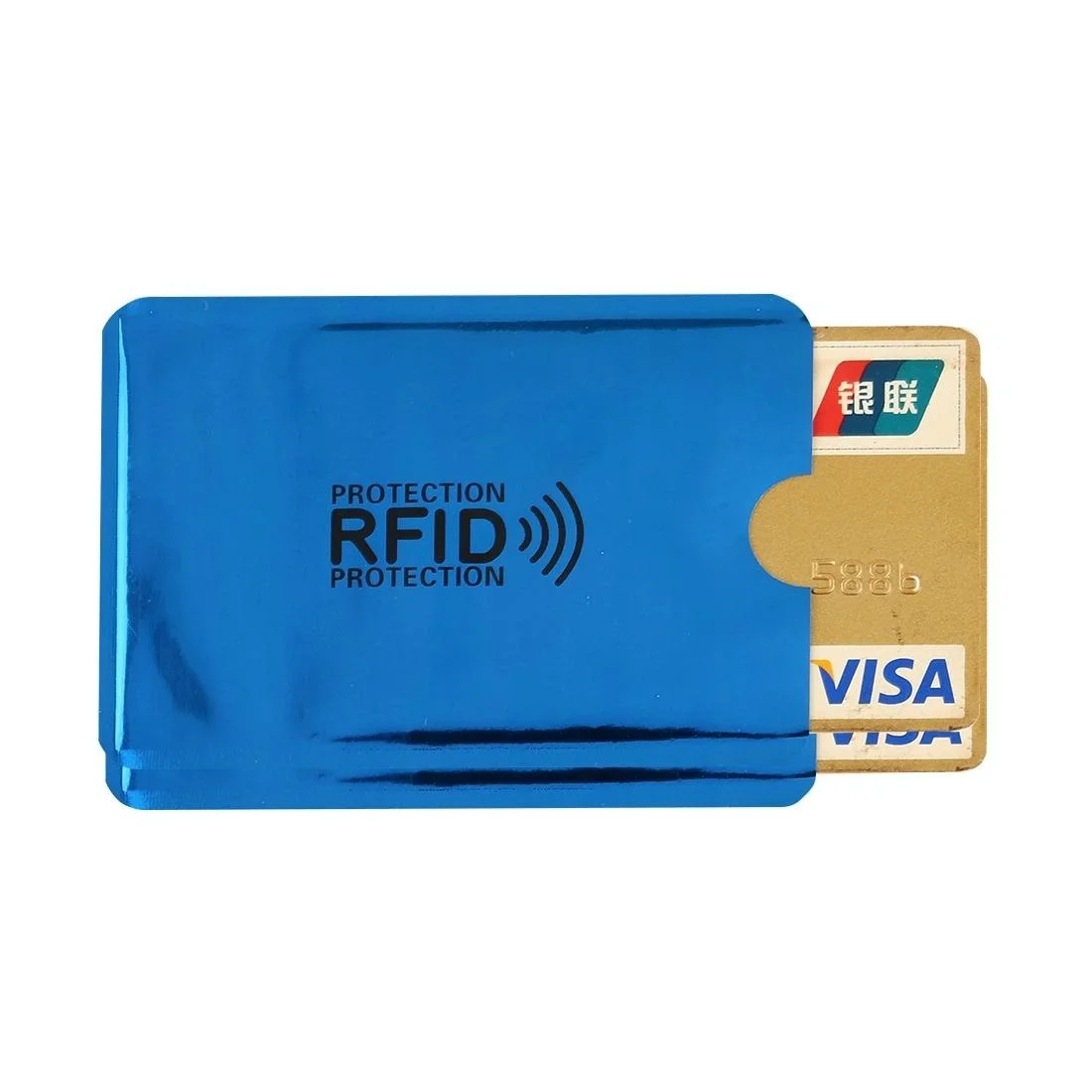 100-piece Rfid Blocking Card Holder - 9x6.3cm Aluminum Foil - Blue