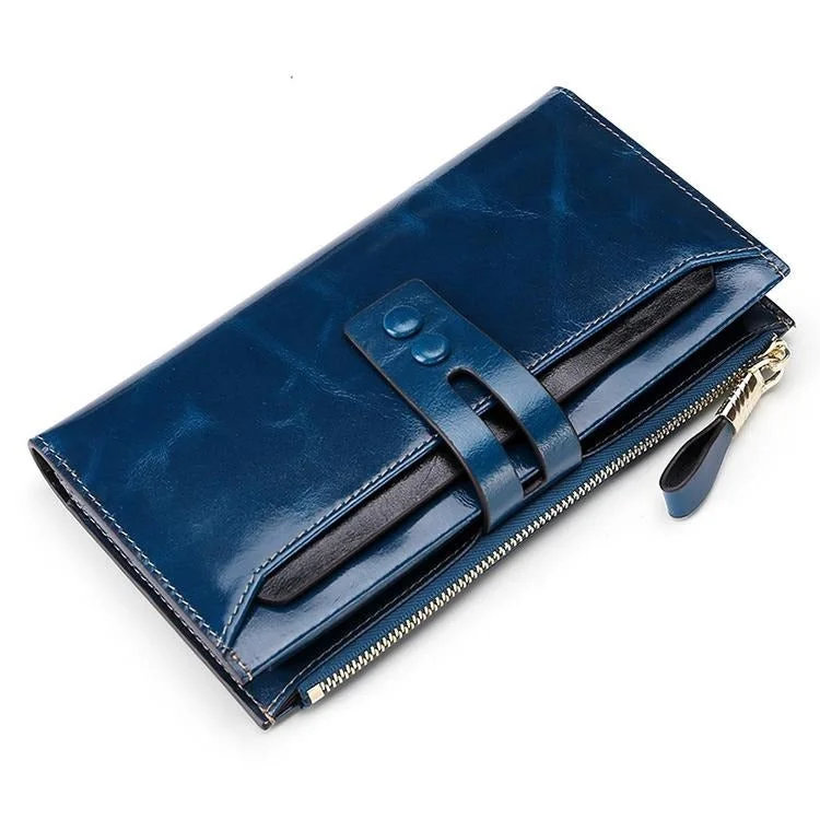 Detachable Card Holder Women Leather Wallet - Blue Rfid - Ccb6684L