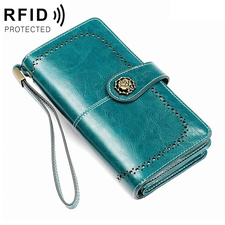 3556 Large Capacity Long Multi-function Anti-magnetic Rfid Wallet Clutch for Women with Card Slots - Blue