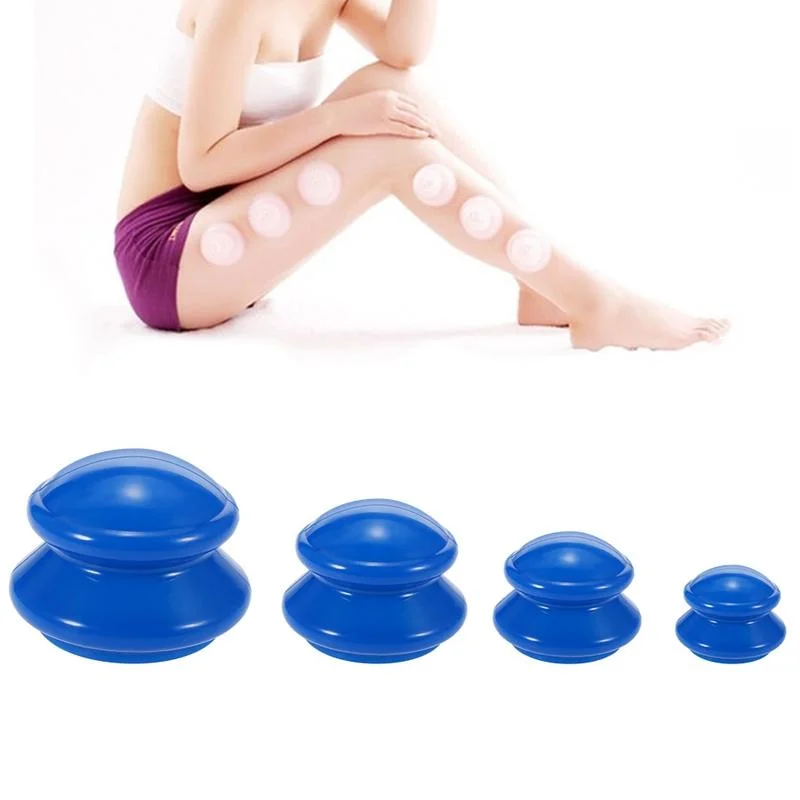 4-Piece Silicone Cupping Therapy Set For Body Massage - Blue