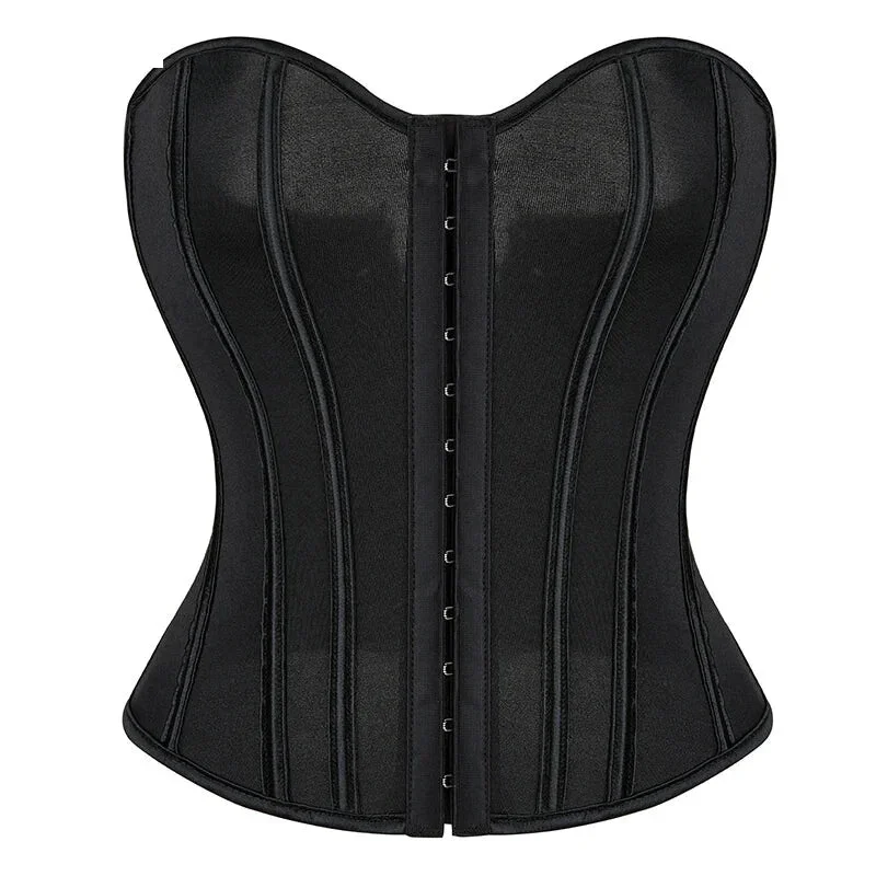 Translucent Gothic Bustier Crop Top Plus Size S-6Xl Burlesque Vintage Lingerie - M