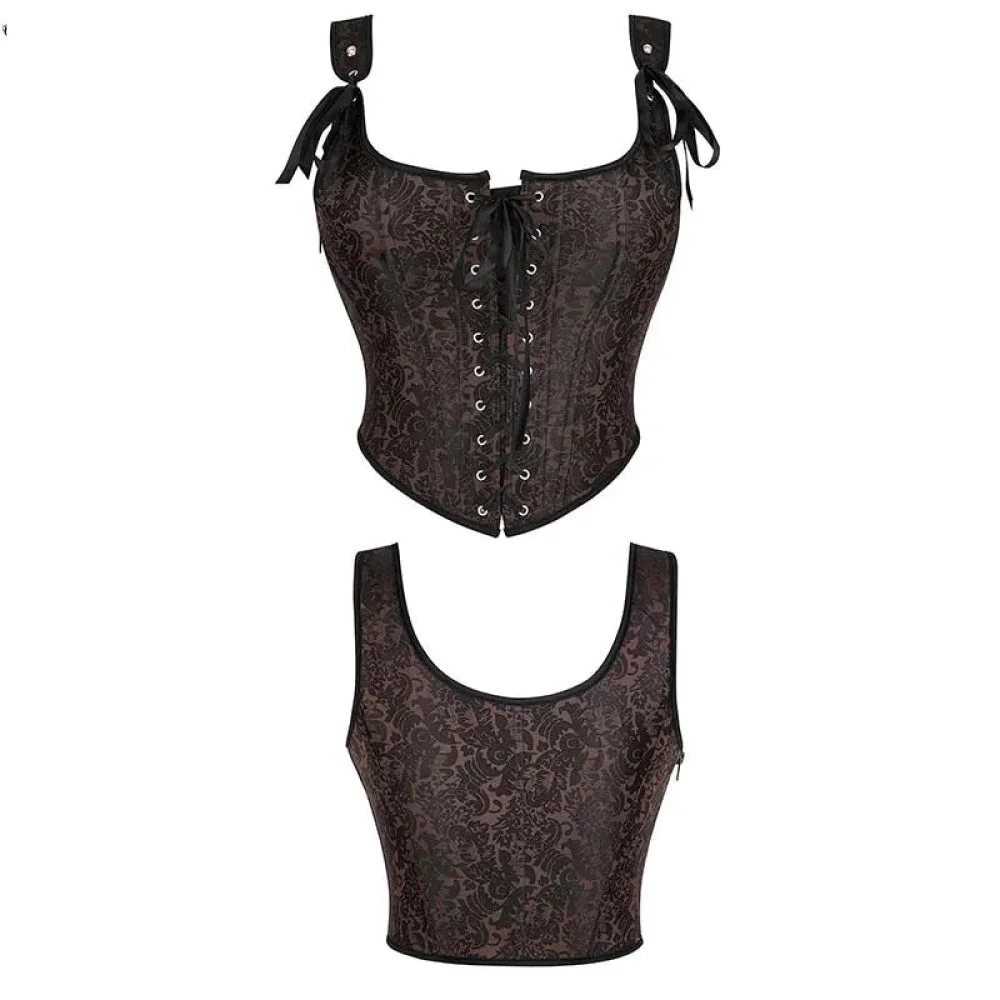 Steampunk Retro Bustier Strap Vest Tank Top Coffee Corset Plus Size Xs-6Xl - 5Xl