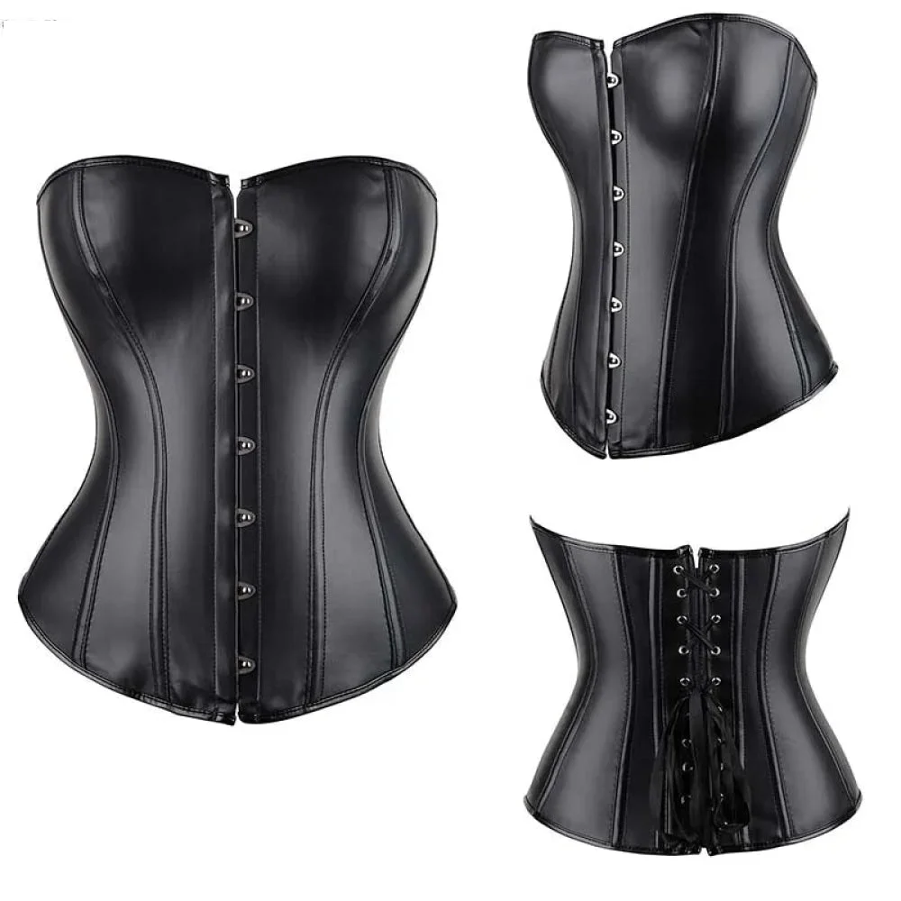 Steampunk Plus Size Slimming Body Shapewear Corset Red / Black - Black - L