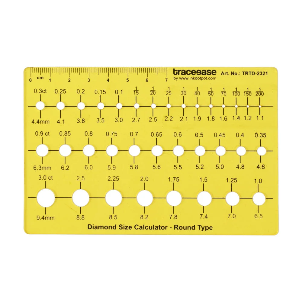 Diamond Size Calculator Round Shape Jewellery Templates Drafting Tools Jewellery Designing Stencils