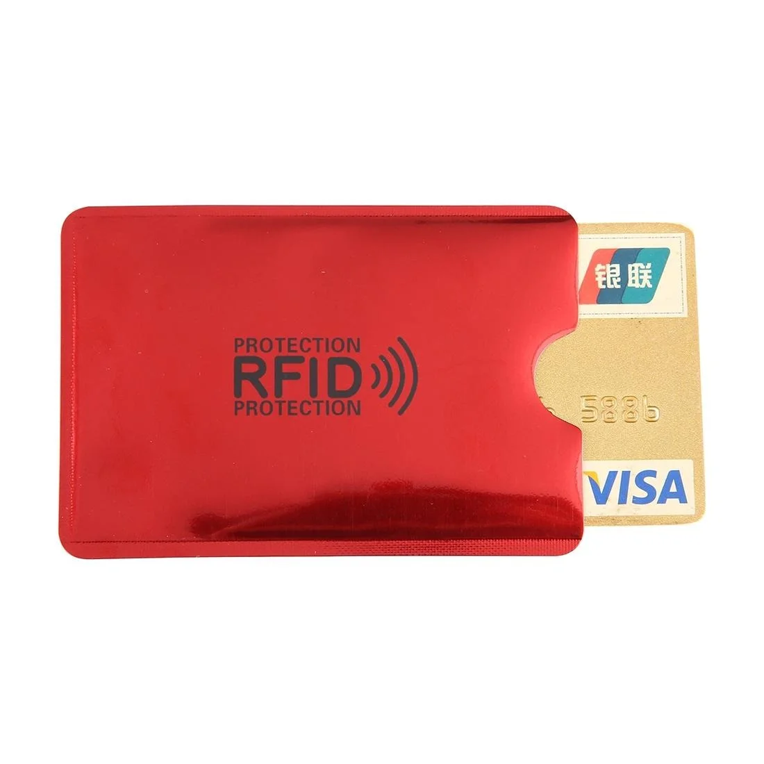 100-piece Rfid Blocking Card Holder - 9x6.3cm Aluminum Foil - Red