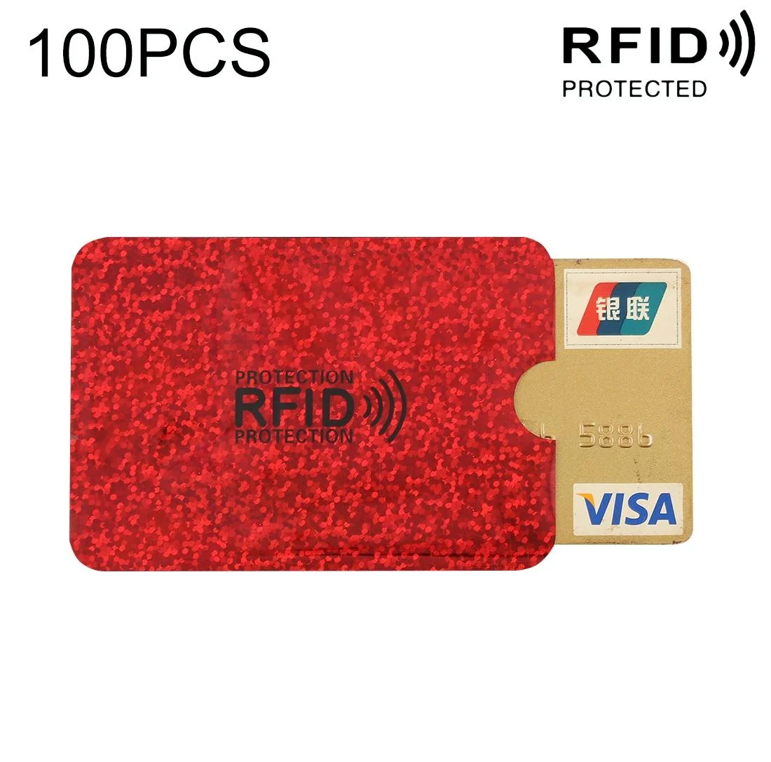 100-pack Aluminum Foil Rfid Blocking Credit Card Case - Red