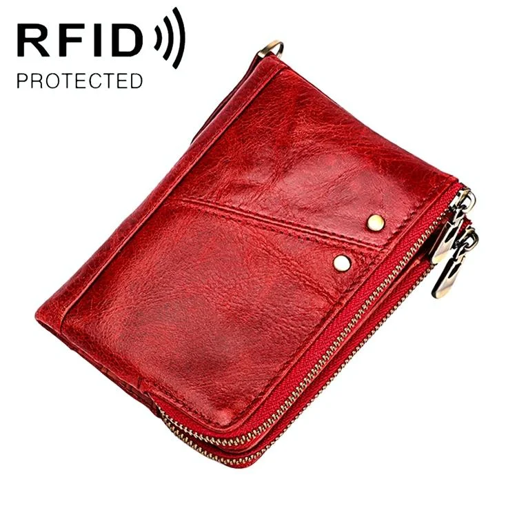 Men Leather Rfid Wallet - Antimagnetic - Red