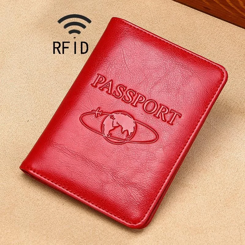 Leather Rfid Passport Holder - Compact and Secure - Red