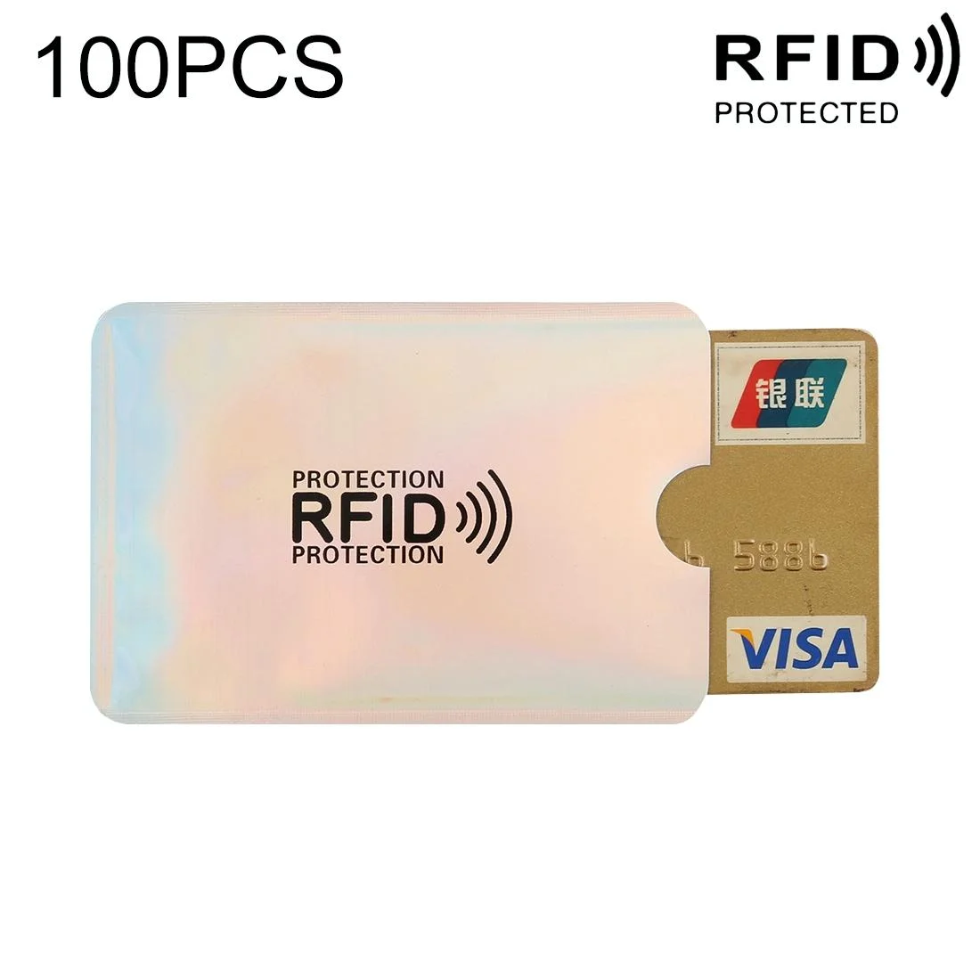 100-pack Aluminum Foil Rfid Blocking Credit Card Case - Silver