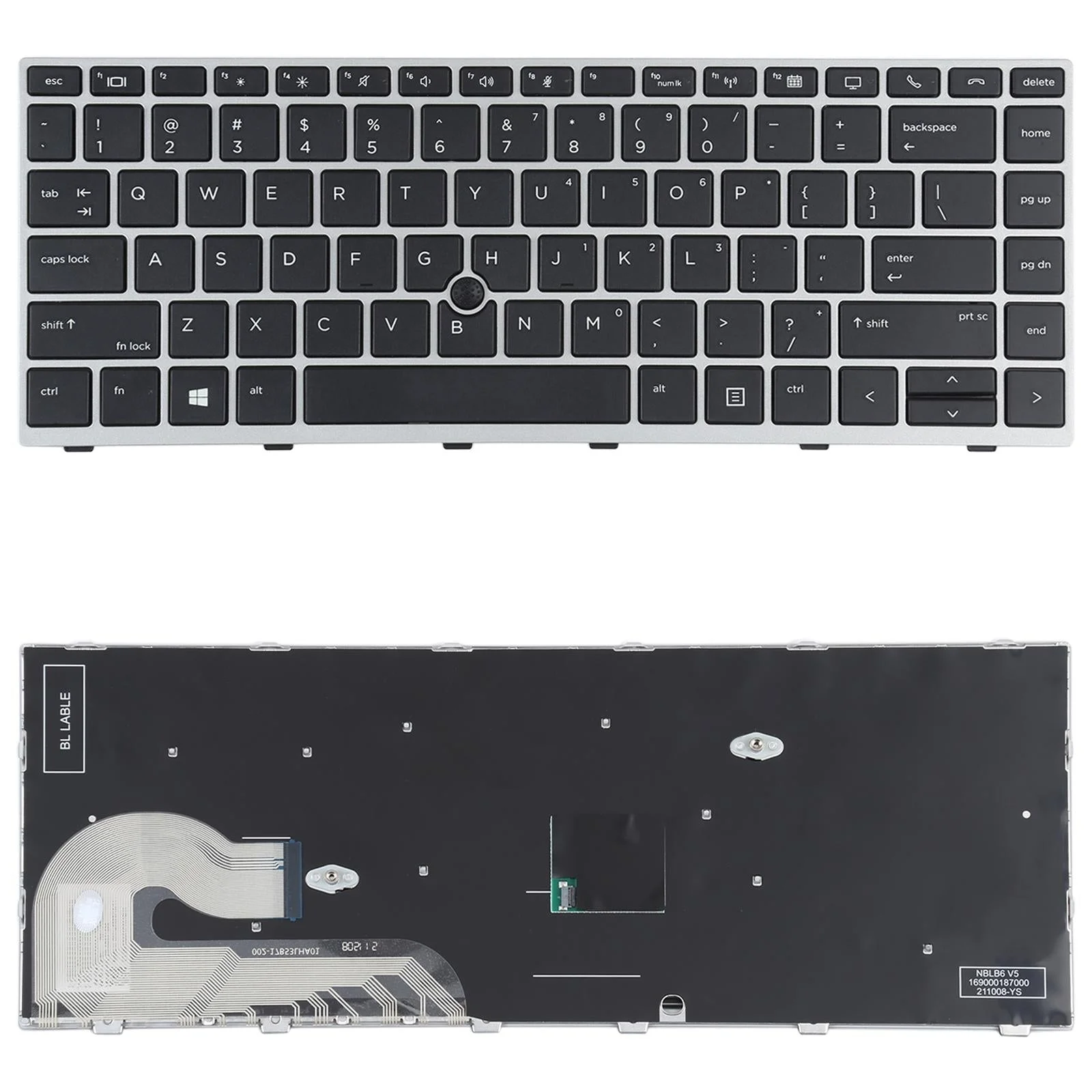 Silver Keyboard with Pointing Stick for Hp Elitebook G5 Series