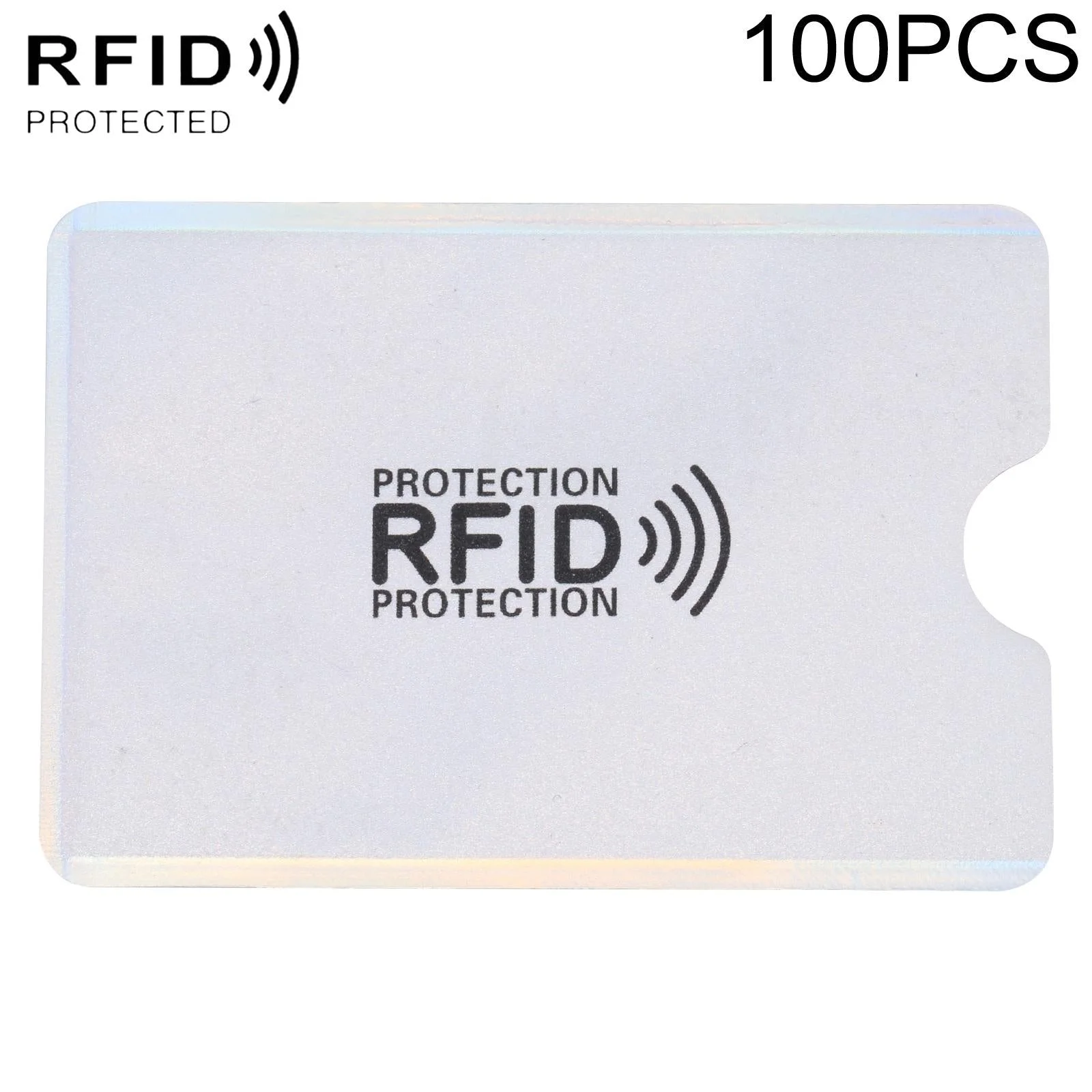 100 Rfid Blocking Aluminum Foil Card Sleeves - Pack - Silver