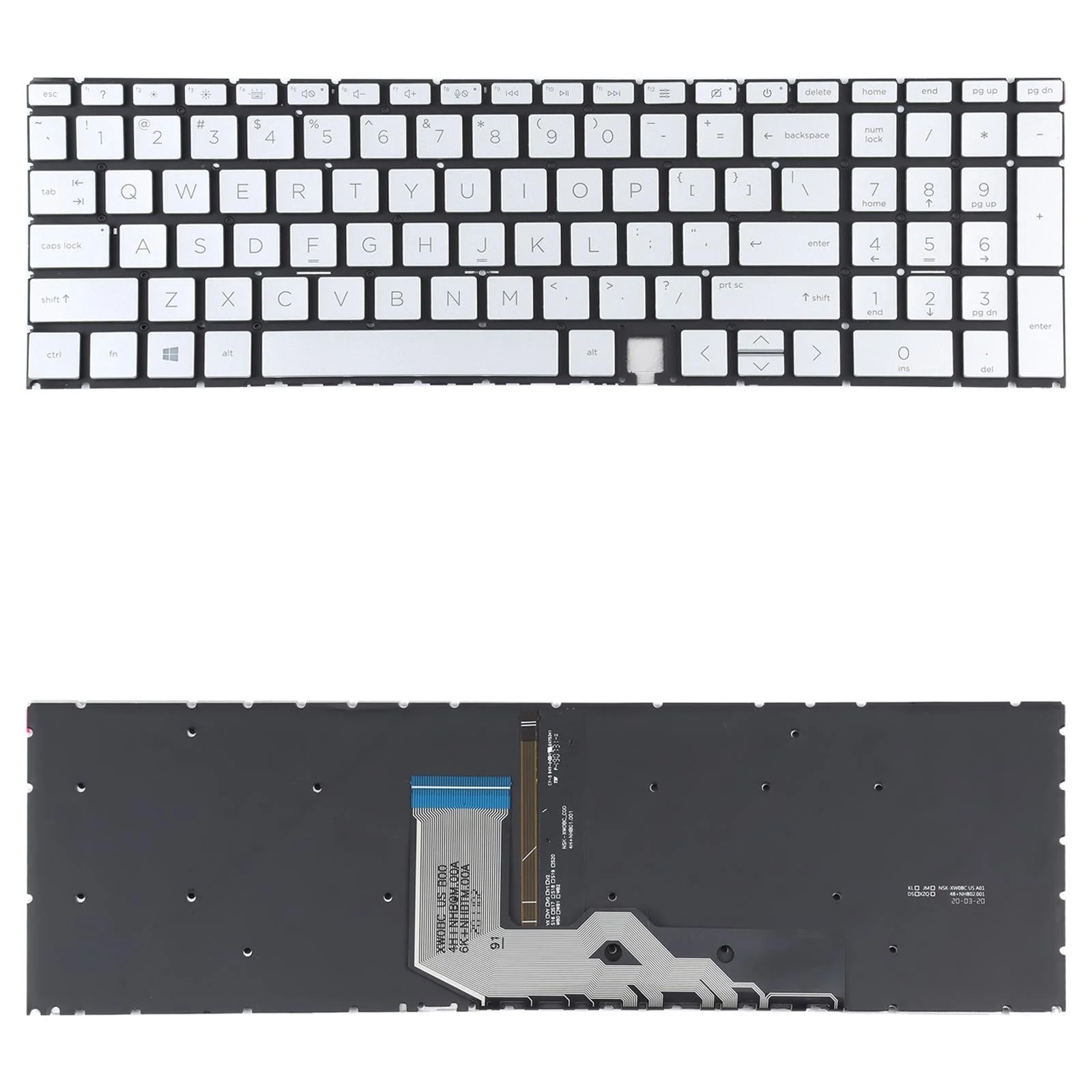 Hp Envy X360 15-ed Keyboard with Rgb Backlight - Silver