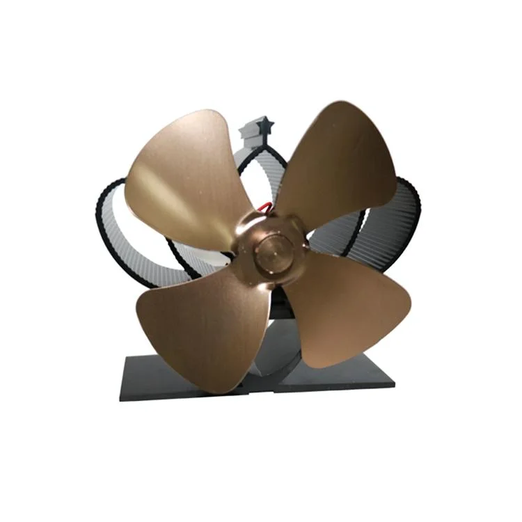High Temperature 4-blade Heat Powered Stove Fan for Fireplaces - Bronze