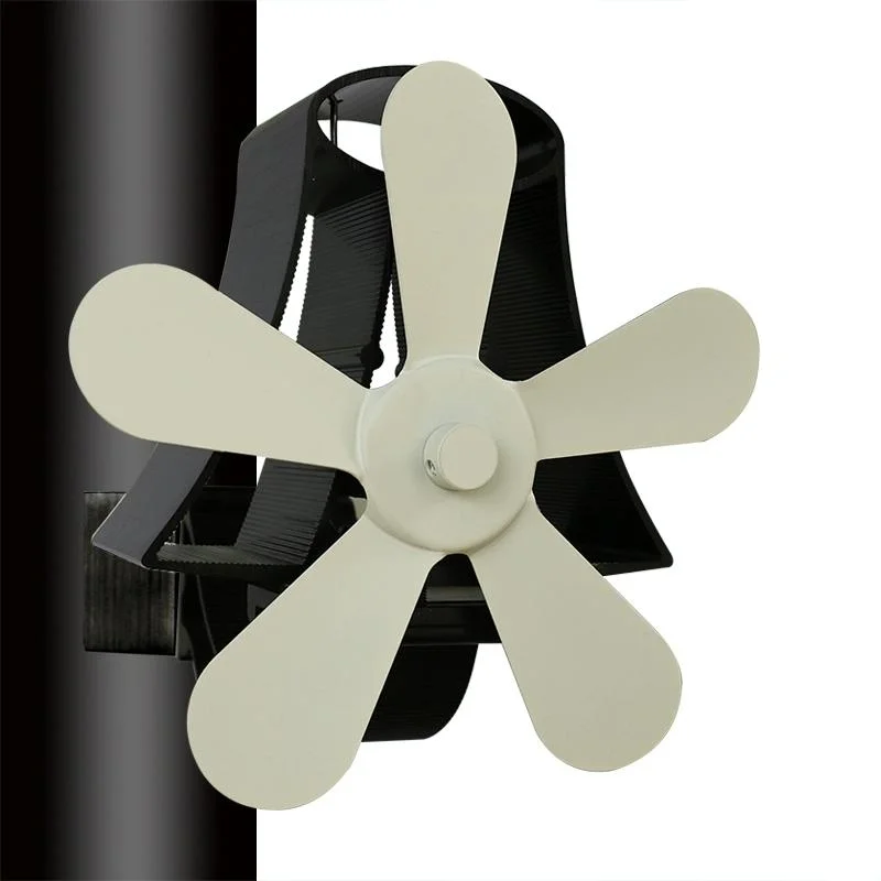 High Temp 5-blade Heat Powered Stove Fan for Fireplaces - White
