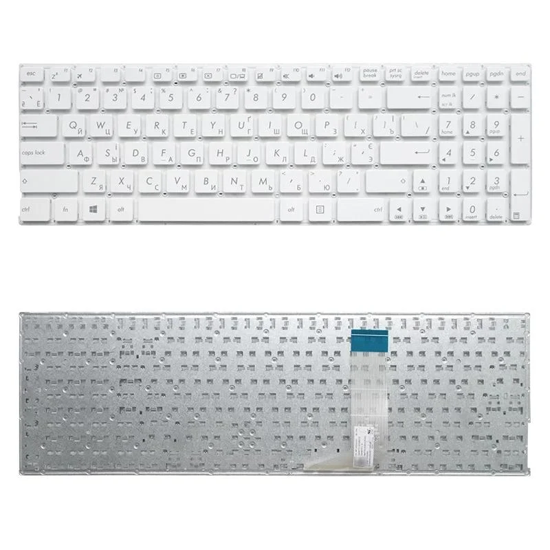 Russian Keyboard for Asus X556 Series - Black - White