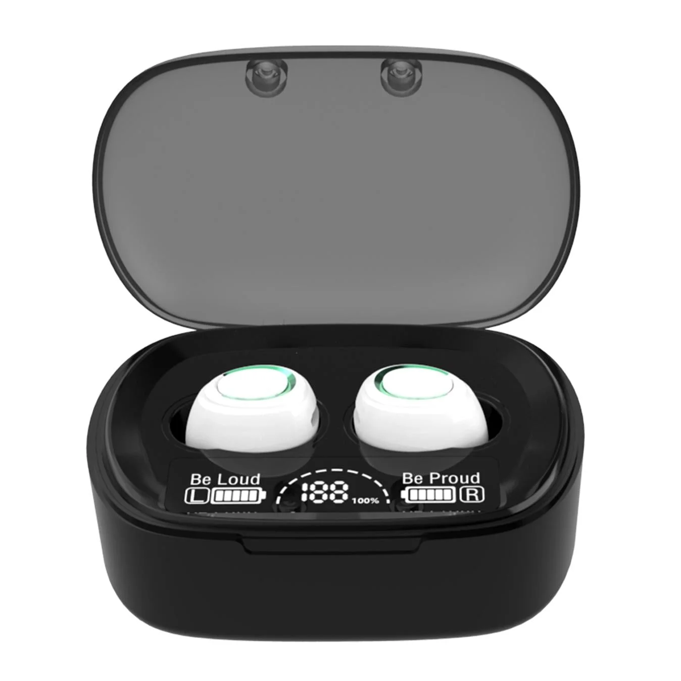 Mini Tws Wireless Bluetooth Earphones with Touch Display - White