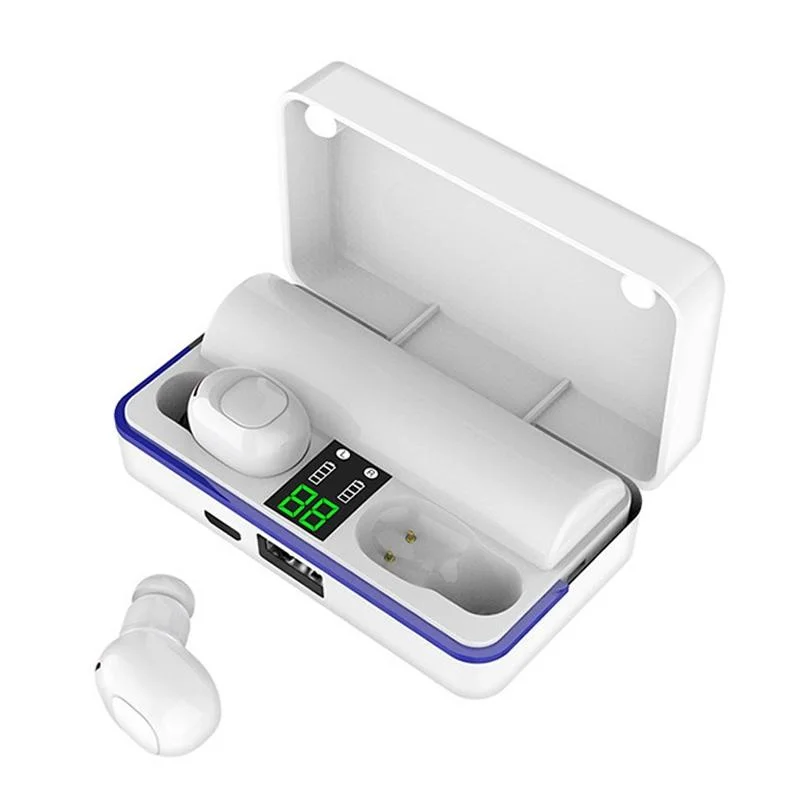Waterproof Touch Wireless Bluetooth Earphones with Charging Box - 5.0 - White