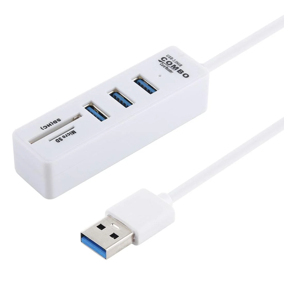 2-In-1 Usb 3.0 Hub Converter + 3X Usb Ports 26Cm Cable White