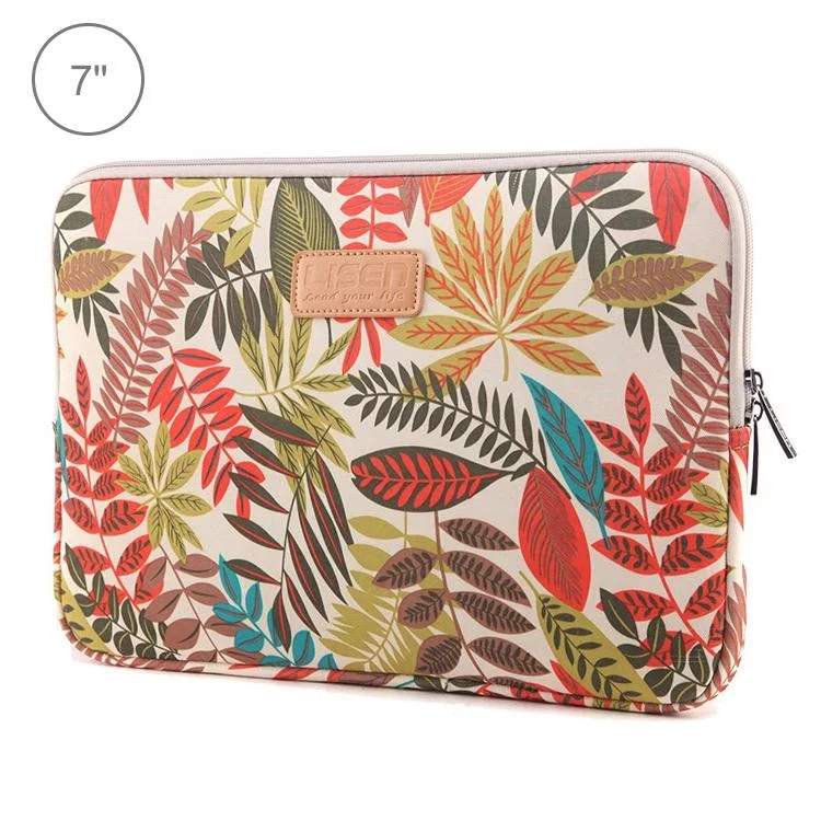Colourful Leaves Sleeve Case Briefcase with Zipper - White