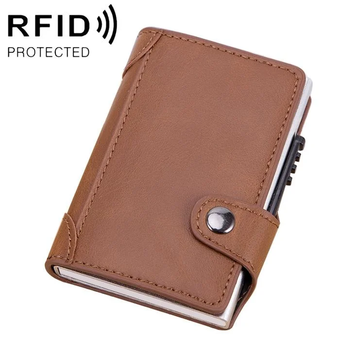 Rfid-blocking Leather Wallet with Card Slots - Apricot