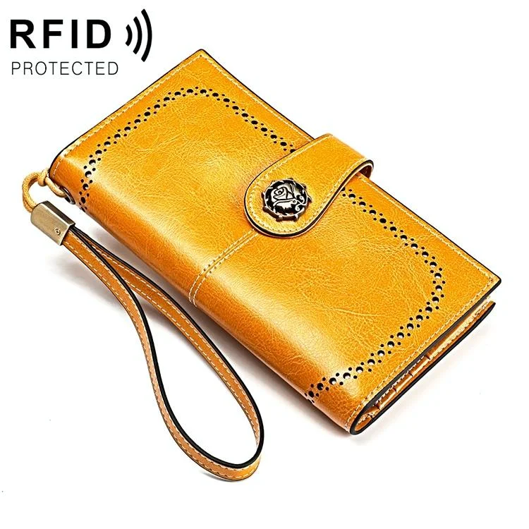 Women Anti-magnetic Rfid Wallet - Compact & Secure - Yellow