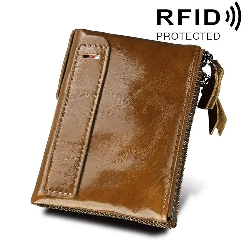 Men Leather Rfid Blocking Card Holder Wallet - 12.1x9.4x2.7cm - Ccb1085Y