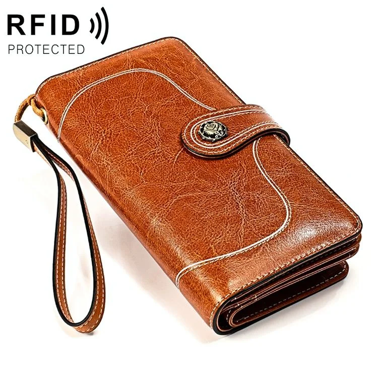 Women Rfid Wallet with Card Slots - Compact Design - Brown
