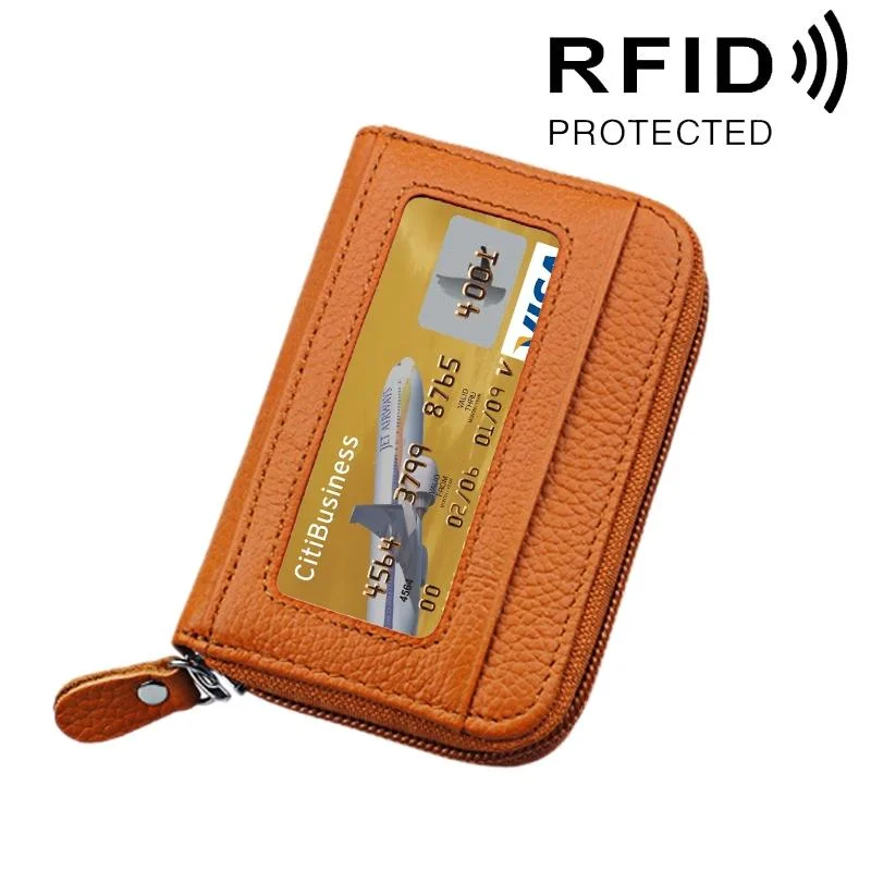 12-slot Leather Rfid Blocking Card Holder Wallet - Brown
