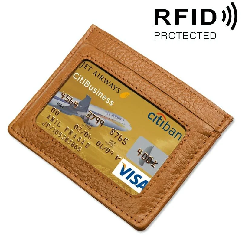 Leather Rfid Card Holder - Blocking - Brown