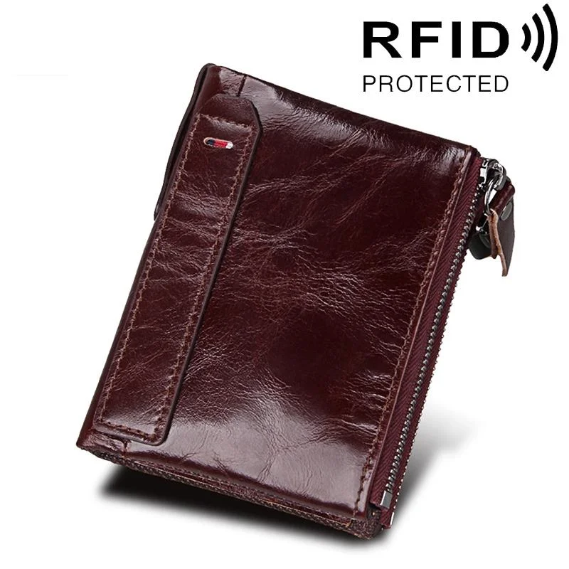 Men Leather Rfid Blocking Card Holder Wallet - 12.1x9.4x2.7cm - Ccb1085Z
