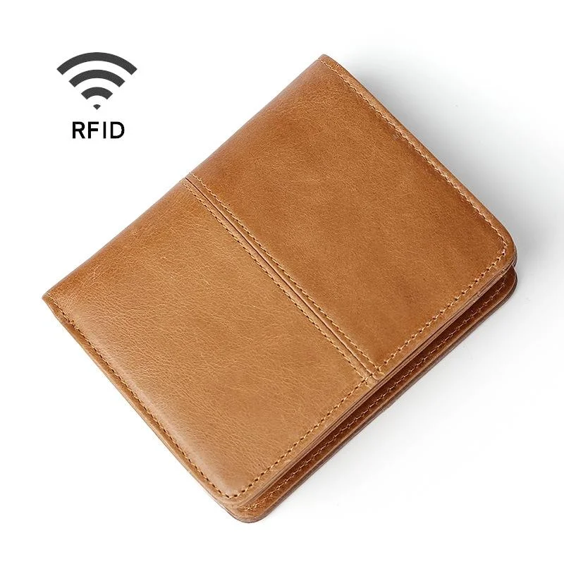 Oilskin Leather Rfid Change Purse - Brown - Brown
