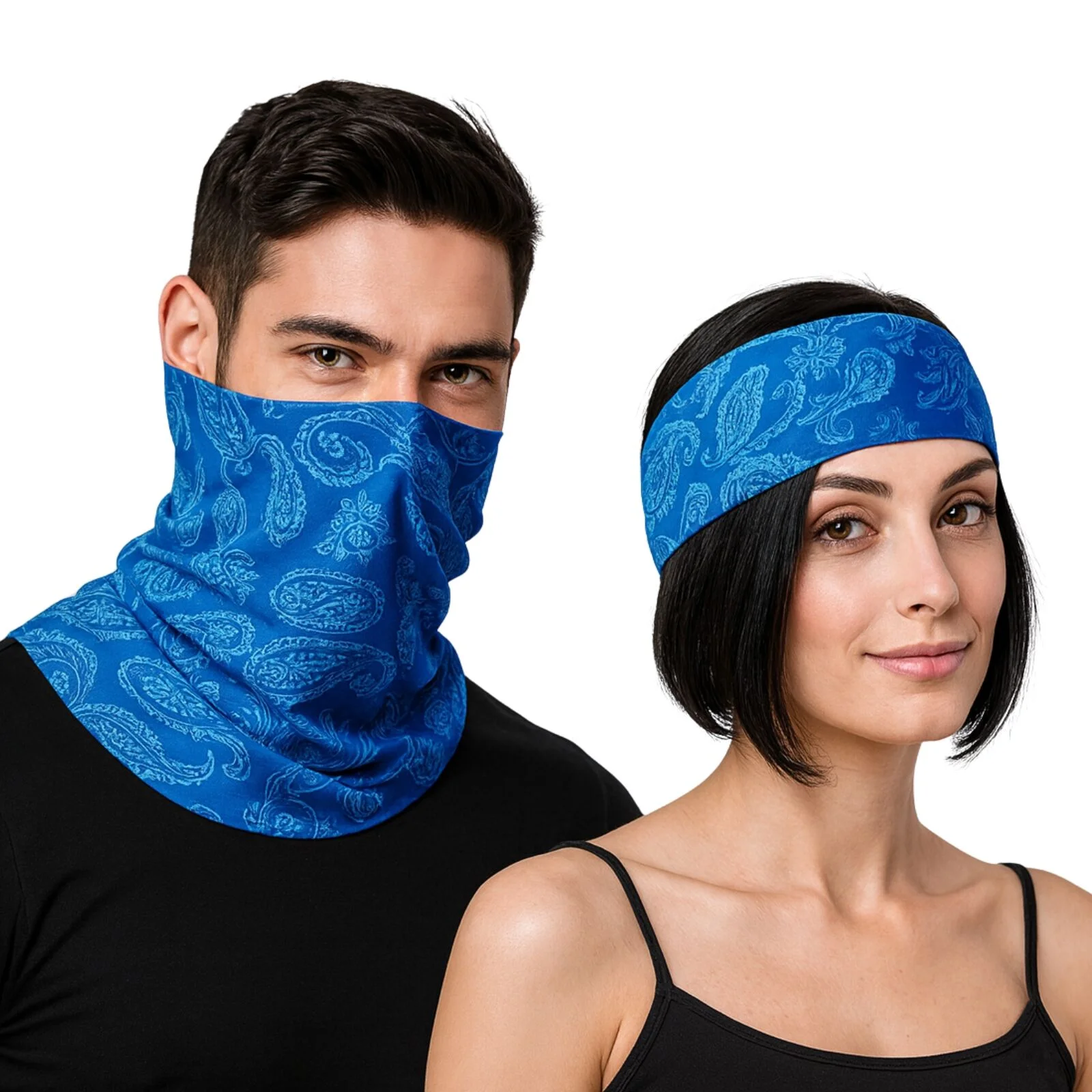 Seamless Tube Bandana Head Scarf Face Cover Mask Pattern Mask Neck Gaiter - Royal Blue