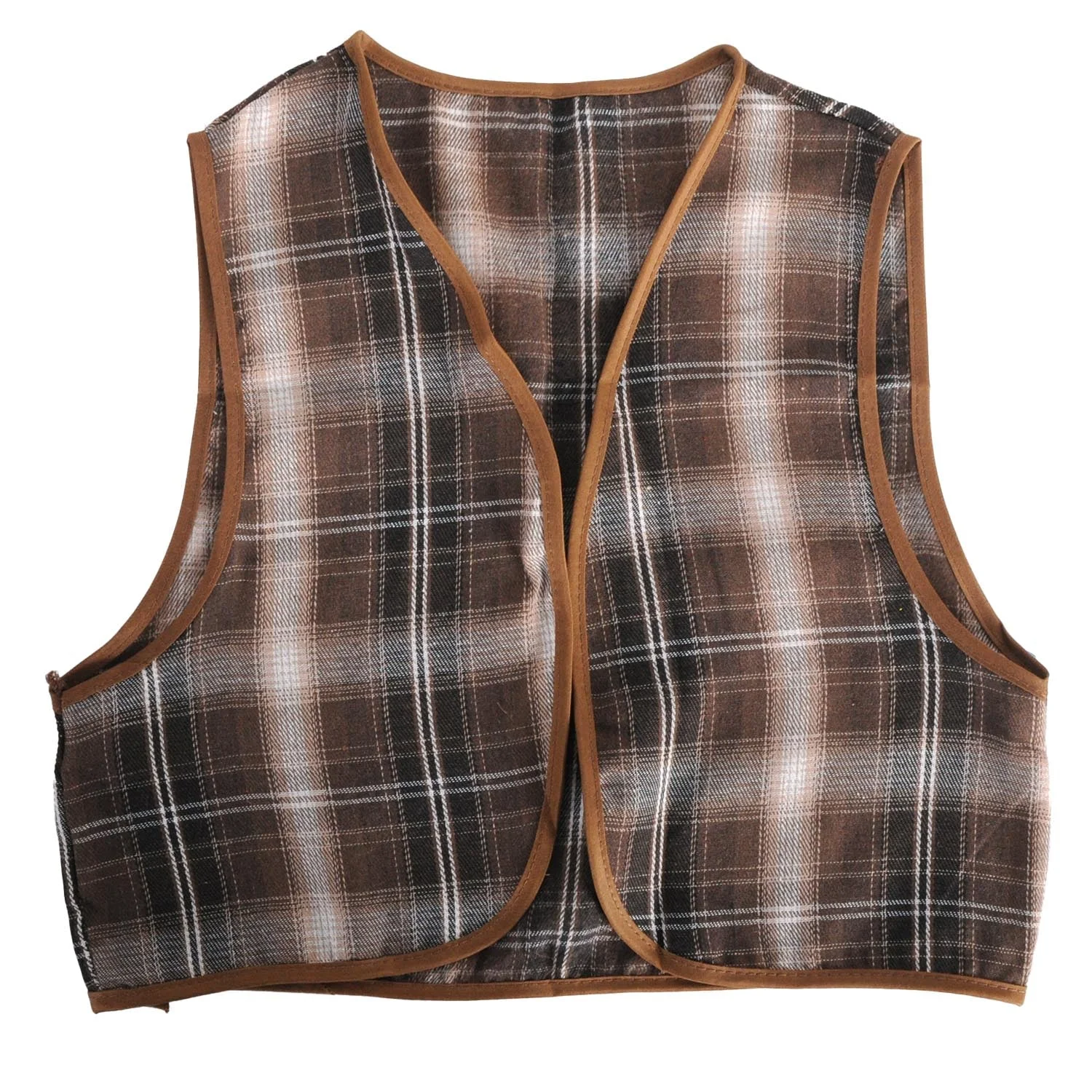 Childrens Brown Checkered Party Costume Vest Boys Kids Victorian, Cowboy or 1920s Style