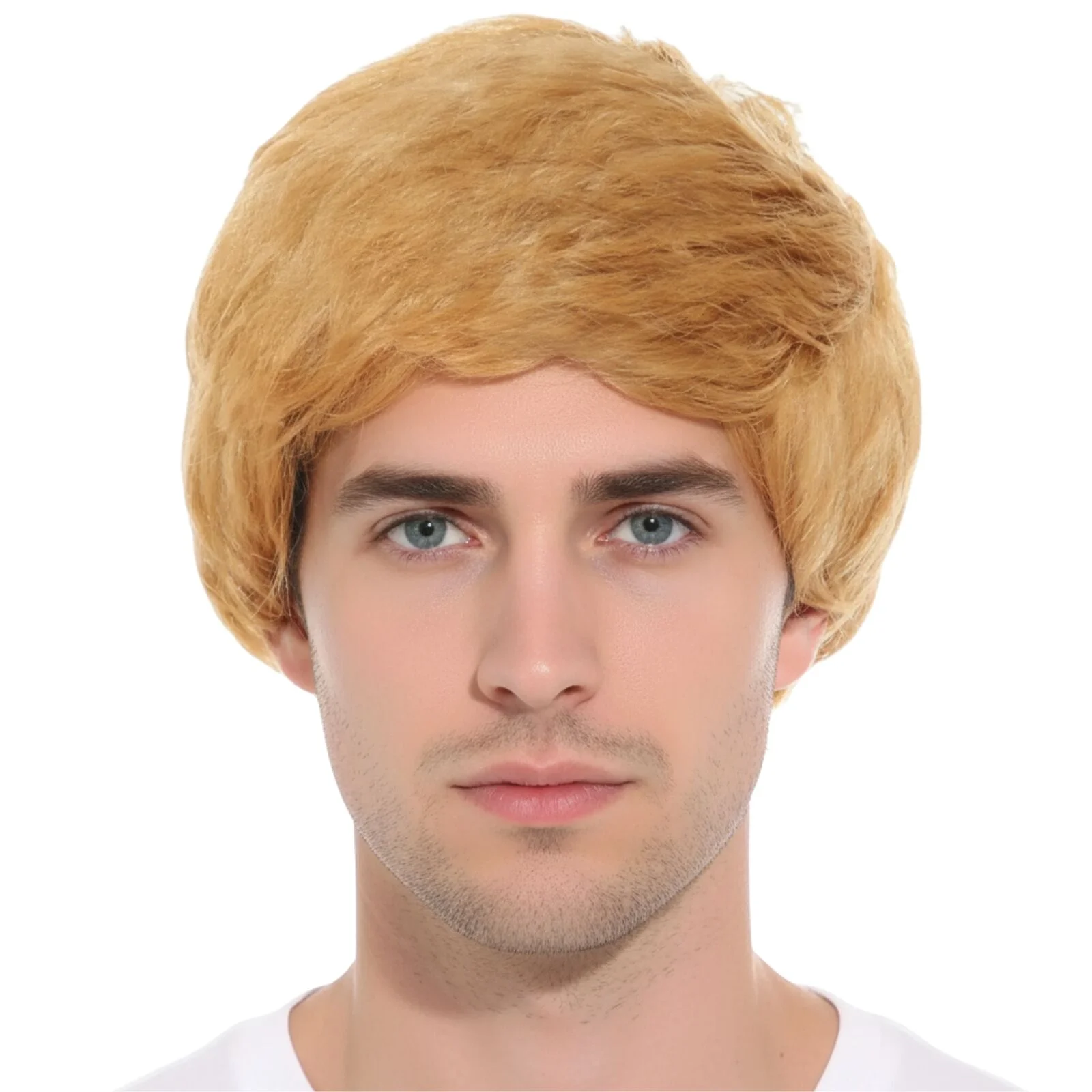 Mens Short Party Wig Costume Party Dress Up Fancy Classic Style in Ginger Blonde