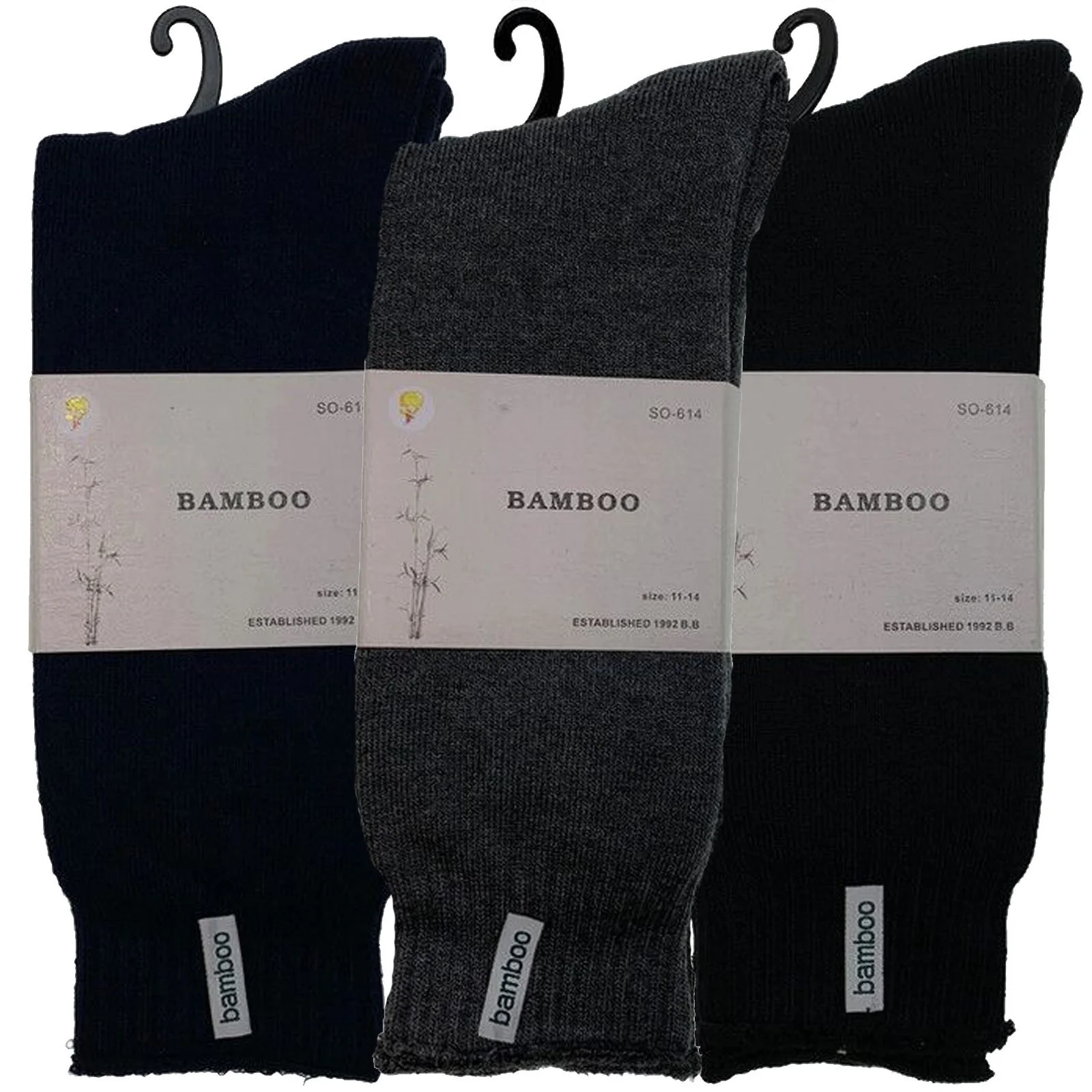 3 Pairs PREMIUM BAMBOO SOCKS Mens Heavy Duty Thick Work Socks BULK Cushion - Assorted Colour Pack - 7-11