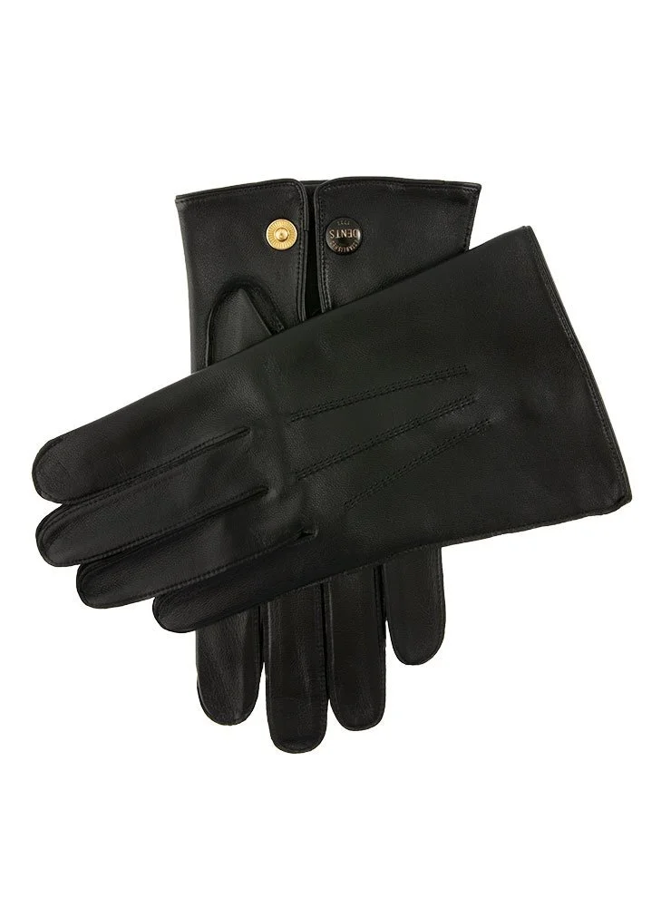 Dents Mens Sandhurst Three-Point Leather Unlined Officers Gloves in Black - 7.5